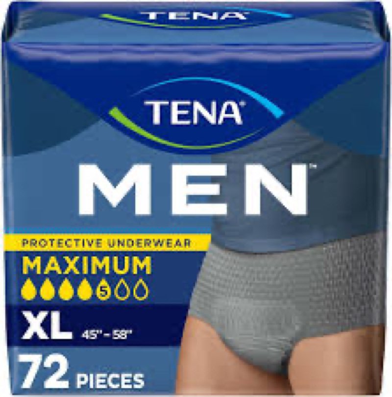 Tena Adult Protective Underwear for Men, Maximum Absorbency, XL, 54  Count (Waist Size 45in-58in)