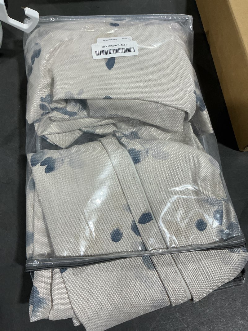 Condition photo showing Good Condition for H.VERSAILTEX Linen Blackout Curtains Blue Floral 63 Inches Long Thermal Insulated Curtains for Textured Burlap Grommet Window Curtains for Living Room Bedroom, 2 Panels, Bluestone and Taupe 52"W x 63"L (Pack of 2) Floral in Bluestone/Taupe