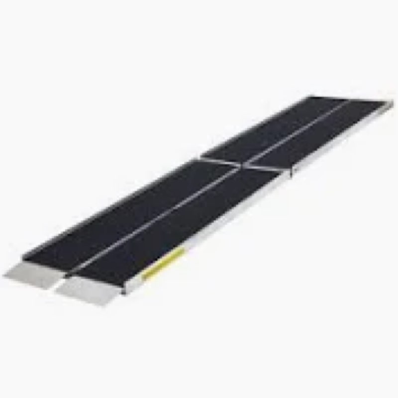 8FT Portable Wheelchair Ramp, Non-Slip Aluminum Folding Handicap Ramp, 600 LBS Capacity Door Thresho