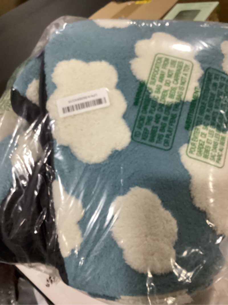 Condition photo showing Good Condition for lesure cute cat beds for indoor cats - 2 in 1 cat cave bed for kittens and small pets with removable washable cushioned pillow, cozy kitten tent with non-slip bottom, blue, 16 inches 16"l x 16"w x 16"th cozy clouds blue
