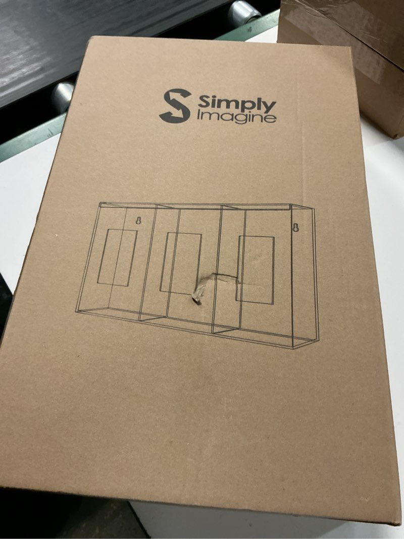 Condition photo showing New/Like New for simplyimagine triple clear acrylic glove box holder & hygiene dispenser station with dust lid - tabletop or wall mount organizer for face masks, wipes, and tissues - storage for office salon & garage