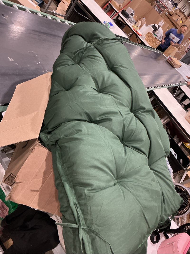 Condition photo showing Good Condition for 2-3 seater outdoor furniture swing cushions thicken 5" waterproof swing replacement cushions with backrest high elastic pp cotton filling garden patio outdoor/indoor swing chair cushion,60"x40"/green