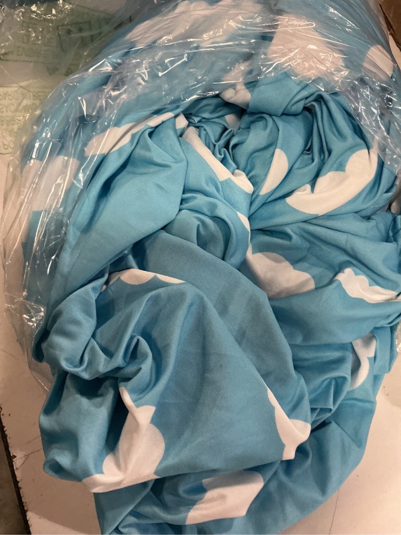 Condition photo showing Good Condition for 7.2 ft cartoon arch backdrop cover blue sky and white clouds arch spandex stretch backdrop stand cover for wedding birthday banquet ceremony decoration(white cloud)