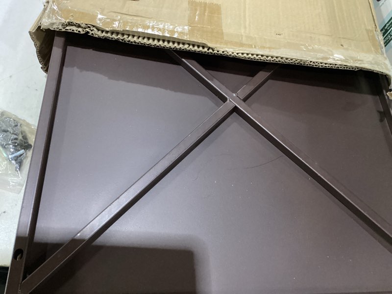 Condition photo showing Good Condition for metal square planter box tall planters for outdoor plants modern heavy duty with drainage holes for outside indoor patio deck - brown, 17”x 17”x 18” brown 17”x 17”x 18”