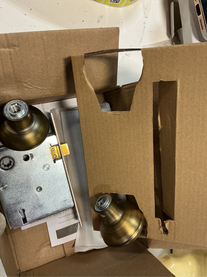 Condition photo showing Good Condition for Mortise Lock Set for Interior Door, Vintage Antique Brass Door Knobs with Lock and Skeleton Key, Replacing Old Style Doors Mortise Lock 1 Pack Antique Brass