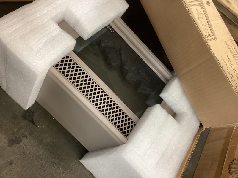 Condition photo showing As Is for FRENCH GREY Duraflame Tabletop Electric Fireplace w/ Flame Effect