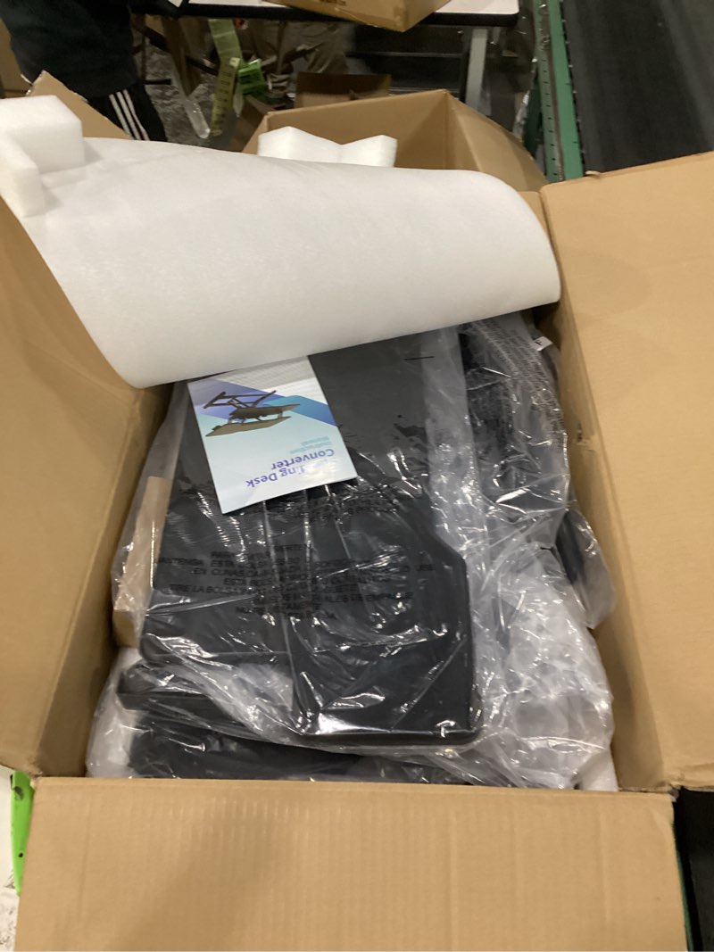 Condition photo showing Good Condition for FLEXISPOT 36-inch Standing Desk Converter Height Adjustable Sit to Stand Up Workstation, Dual Monitor and Laptop Riser with Wide Keyboard Tray, Black