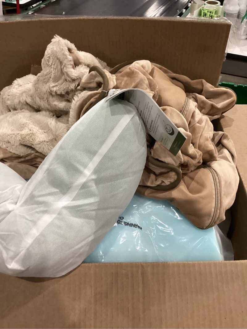 Condition photo showing As Is for Furhaven 44" Round Orthopedic Dog Bed for Large Dogs w/ Removable Washable Cover, For Dogs Up to 80 lbs - Sherpa & Suede Snuggery - Espresso, 44-inch Espresso Jumbo