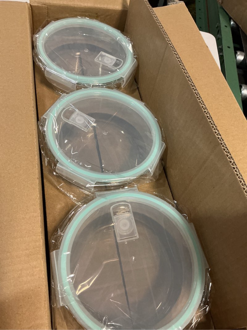 Condition photo showing New/Like New for 8 Pcs Round Glass Containers with Lids Airtight 4 Cup Glass Storage Containers Set Meal Prep Containers for Soup Leftover Microwave, Dishwasher, and Freezer Safe (6pc)