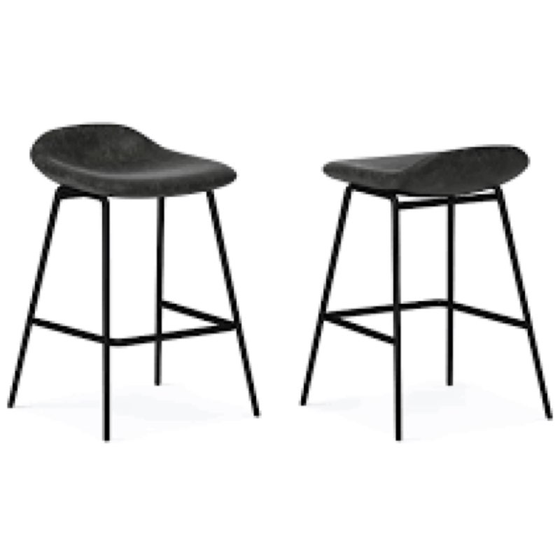 Dafney Upholstered Vegan Faux Leather Contemporary Stool with Padded Seat and Footrest (Set of 2)