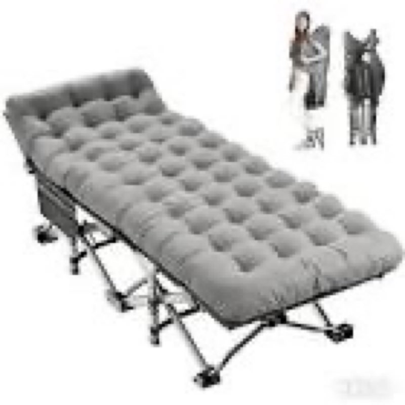 Slsy XL Folding Camping Cots with 3.3 inch 2 Sided Mattress,75"* 28" Sleeping Cot Guest Bed,Portable for Adults,Folding Bed Cot with Carry Bag