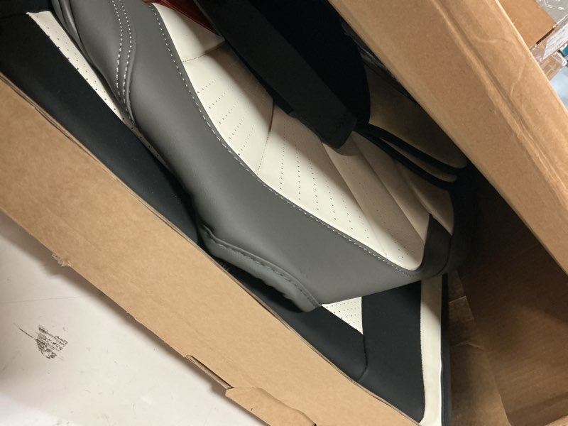Condition photo showing Good Condition for motorbox car seat covers - diamondlux edition premium faux leather white seat protectors - double cross stitched cushioned automotive accessories for trucks, suvs, cars - front seat set