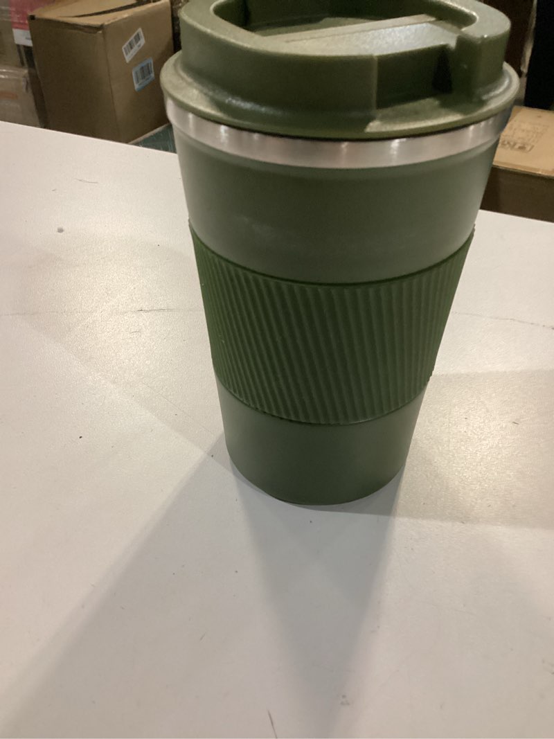 Condition photo showing Good Condition for yinbaoge insulated travel coffee mug, spill & leak proof, portable to go camping stainless steel coffee tumbler, reusable thermal coffee cup with lid for hot & cold drinks (green, 12 oz) green 12 ounces