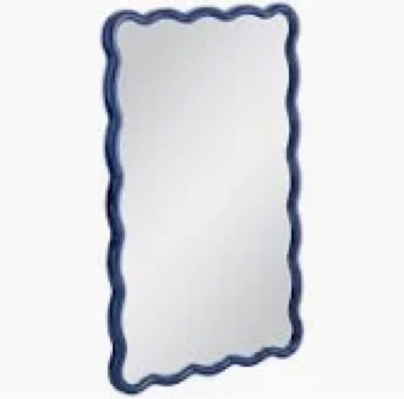 High-Strength Tempered Glass and Aluminum Alloy Wavy Framed Wall Mirror