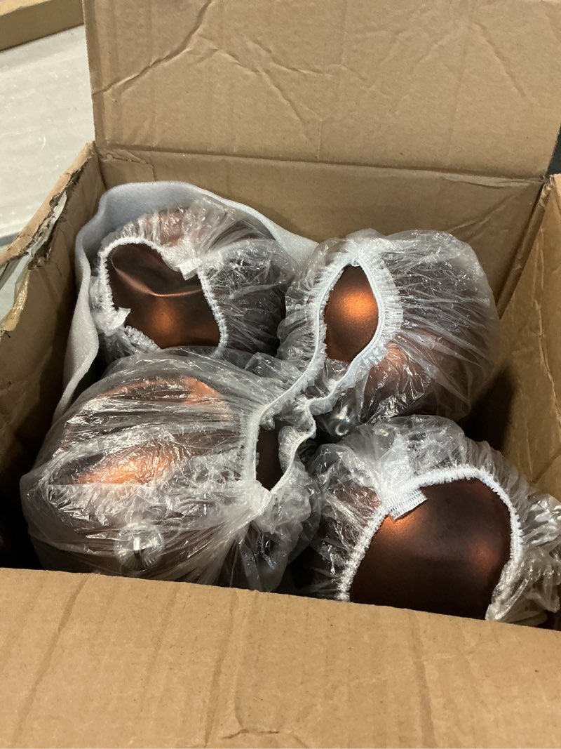 Condition photo showing As Is for Wettarn 8 Pcs 6 Inch Brown Christmas Balls Ornaments Rustic Large Plastic Xmas Tree Hanging Ornaments Neutral Modern Xmas Giant Balls Decoration for Christmas Tree Lawn Yard Garden Party