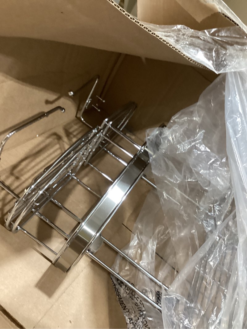 Condition photo showing As Is for Zenna Home Expanding Shower Caddy, Rust-Resistant, Chrome with Brushed Accents Chrome With Brushed Nickel Accents