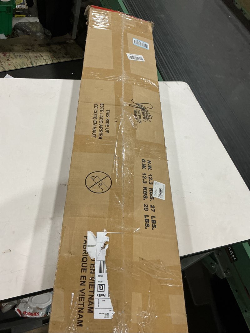 Condition photo showing As Is for signature design by ashley wooden mattress support bunkie board roll slat with nylon cord, queen, beige