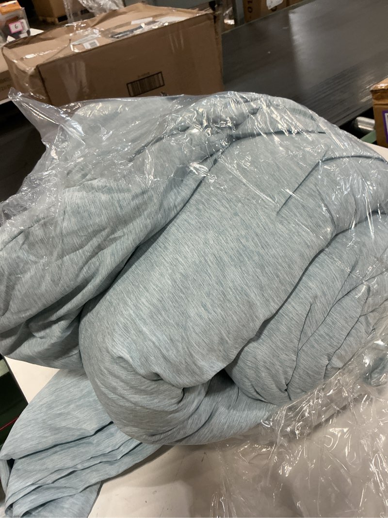 Condition photo showing As Is for bedsure king size comforter set - light blue soft bedding for all seasons, cationic dyed bed set, 3 pieces, 1 king size comforter (104"x90") and 2 pillow shams (20"x36"+2") king 05 - light blue melange