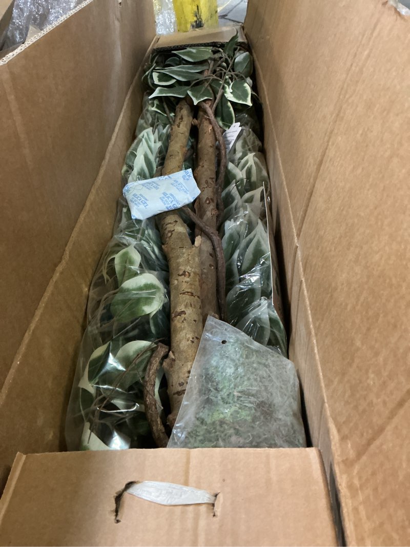 Condition photo showing Good Condition for 7ft large ficus artificial trees with natural curved trunks, 84" tall lush faux tree for home decor indoor, green lifelike fake ficus tree 1pcs 1 7ft