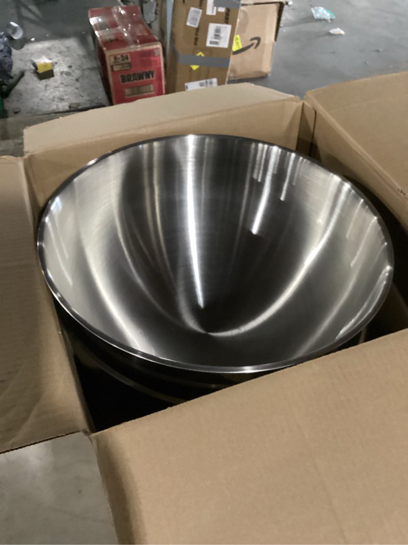 Condition photo showing Good Condition for large ice bucket 13l stainless steel champagne bowl ice bucket with ice scoop semicircle drink tub with integrated base silver beverage tub for parties, cocktail bar, chilling wine (2 packs-silver)