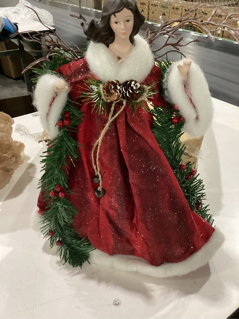 Kurt Adler 14-Inch Fabric Mache Red Angel Treetop