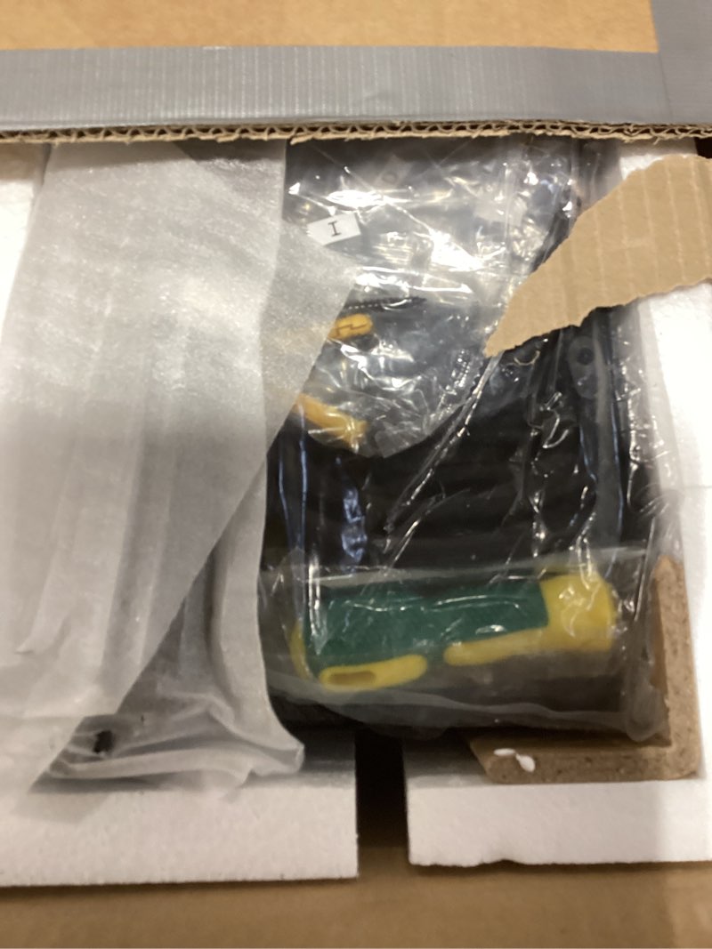 Condition photo showing As Is for Huuger 63 Inch TV Stand for 65, 70 Inch TV, 11 Drawer Long Dresser with Power Outlets and LED Lights, Entertainment Center with Storage, Black Dresser with PU Leather Surface 63 Inches Black