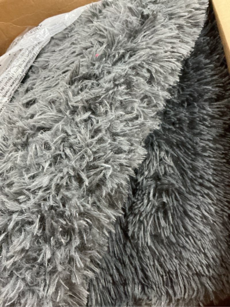 Condition photo showing Good Condition for olanly area rugs for living room bedroom, machine washable 4x5.9 ft soft fluffy shaggy bedside rug, indoor floor carpet for kids girls and boys, dorms, nursery rooms, home decor aesthetic, grey 4x5.9 ft grey