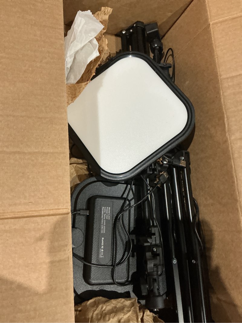 Condition photo showing As Is for elgato key light, professional studio led panel with 2800 lumens, color adjustable, app-enabled, for mac/windows/iphone/android, metal desk mount copy