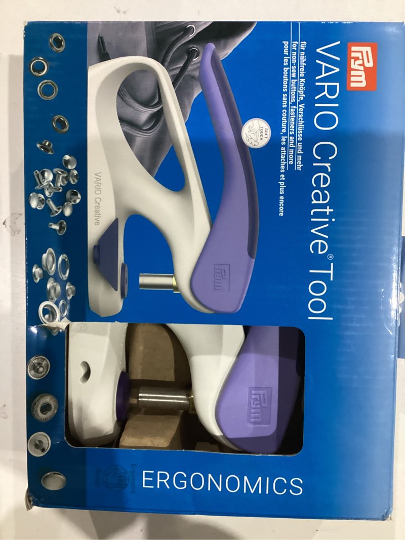 Condition photo showing New/Like New for Prym Vario Creative Tool for Snaps, Rivets, & Eyelets Alabaster White/Dark Violet/Lavender