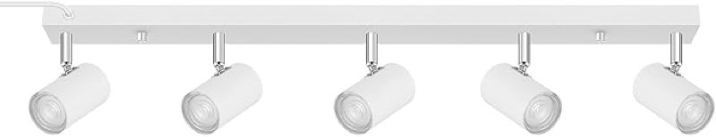 plug in track lighting, led track light kit, white 5-light large track lights for kitchen, 15 ft cord,5 way ceiling spotlight, rotatable wall mount light head for bedroom hallway living room