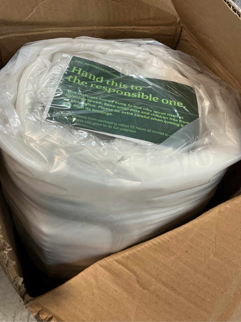 Condition photo showing New/Like New for zinus green tea memory foam mattress 8 inch, pressure-relieving comfort & full-body support, naturally fresh, medium firm feel, certipur-us & oeko-tex certified safe materials, twin white twin 8in small box