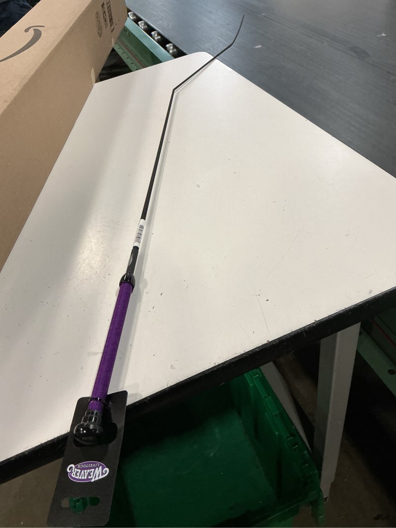Condition photo showing As Is for weaver livestock basic pig show whip, hog livestock whip with braided nylon handle, leather popper, lightweight braided shaft 36" - purple