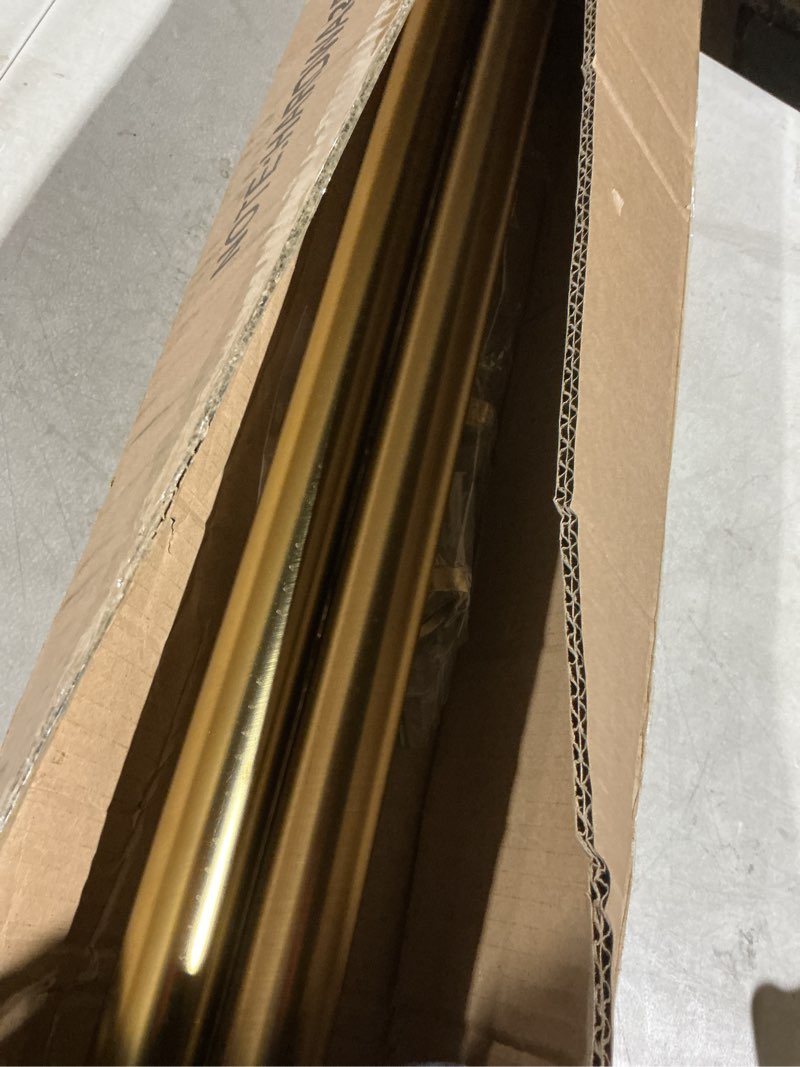 Condition photo showing As Is for Heavy Duty Curtain Rods,1 1/4" Large Diameter Premium Nonadjustable Curtain Rod,96in/8ft Custom Window Treatment Rods with Durable Aluminum Brackets and End Caps,Gold Finish Gold 96in/8ft