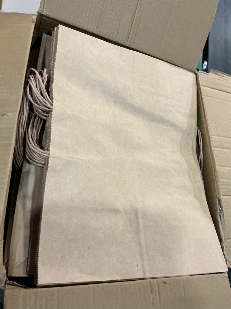 Condition photo showing Good Condition for metaprint 100pcs large brown paper bags with handles in bulk, 16x6x12 kraft gift bags, recyclable shopping bags for retail, birthday, parties & weddings brown 1 count (pack of 100) brown 16x6x12 inch