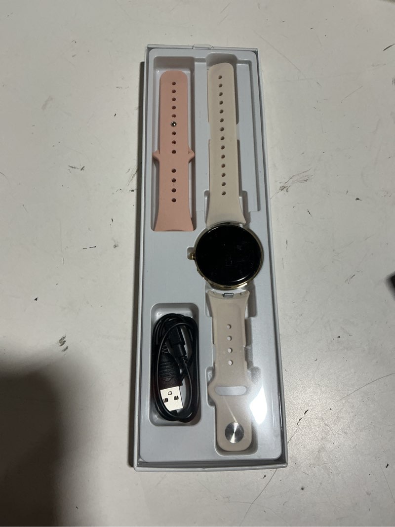 Condition photo showing Good Condition for parsonver amoled smart watch for women men, always-on display fitness tracker, answer/make calls, 2 quick-release bands, heart rate, sleep monitor, 120+ sports modes for android iphone, champagne gold 43mm champagne gold