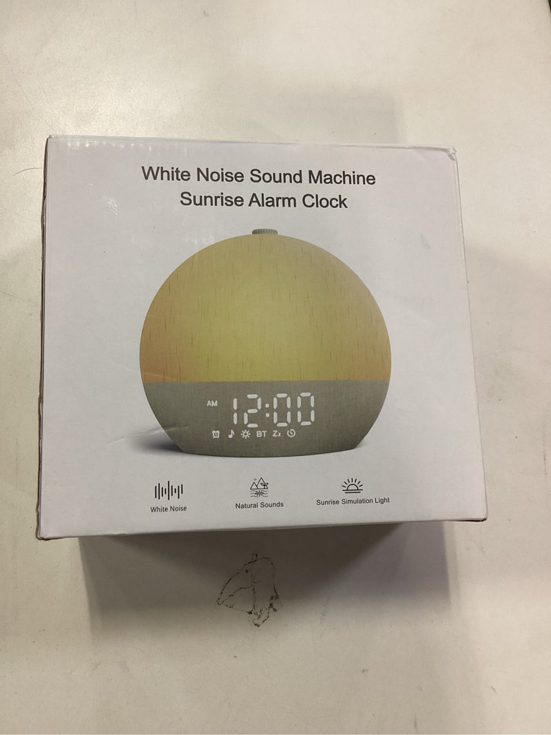 Condition photo showing New/Like New for Sunrise Alarm Clock White Noise Sound Machine for Bedroom | Natural Wake-Up Light with 30 Soothing Sleep Aids, Bluetooth Speaker, Dimmable Clock, Screen-Free Design for Baby Kids-Matcha Green