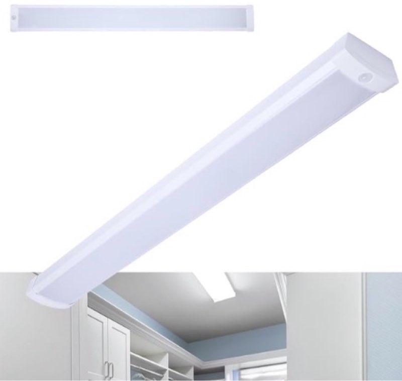 Satco 65-1213 4FT LED Ceiling Wrap Light with Pull Chain, 39W, CCT Selectable 2700K–5000K, 3400 Lumens, 120V, White Steel Housing, Polycarbonate Lens, Non-Dimmable, Damp Rated