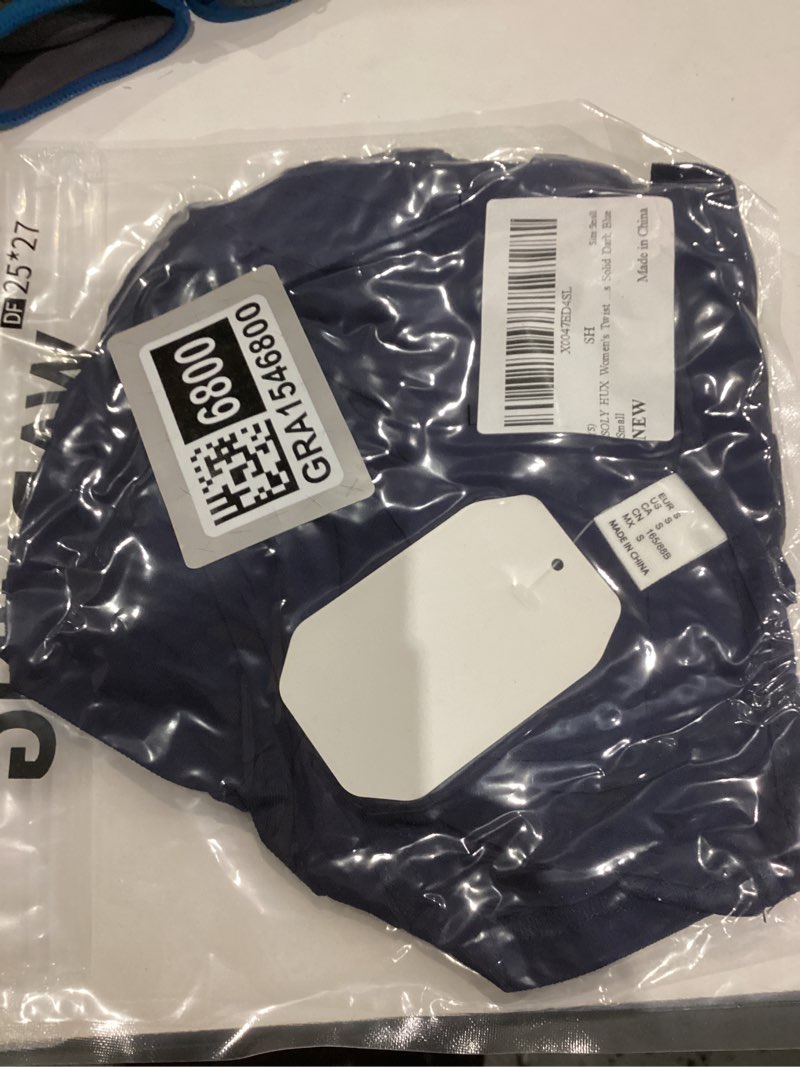 Condition photo showing New/Like New for SOLY HUX Women's Twist Front V Neck Bell Long Sleeve Tee Crop Tops Small Solid Dark Blue