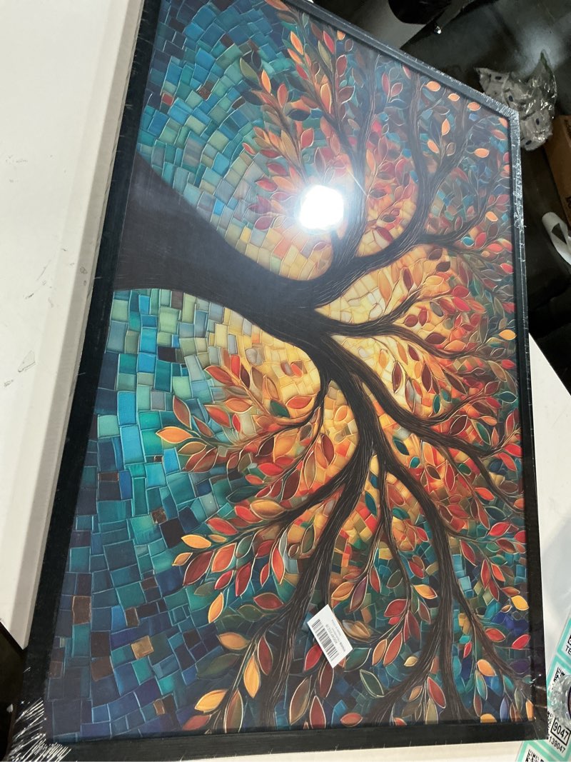 Condition photo showing Good Condition for Mosaic Tree of Life Acrylic Wall Art, Abstract Colorful Print 24X36