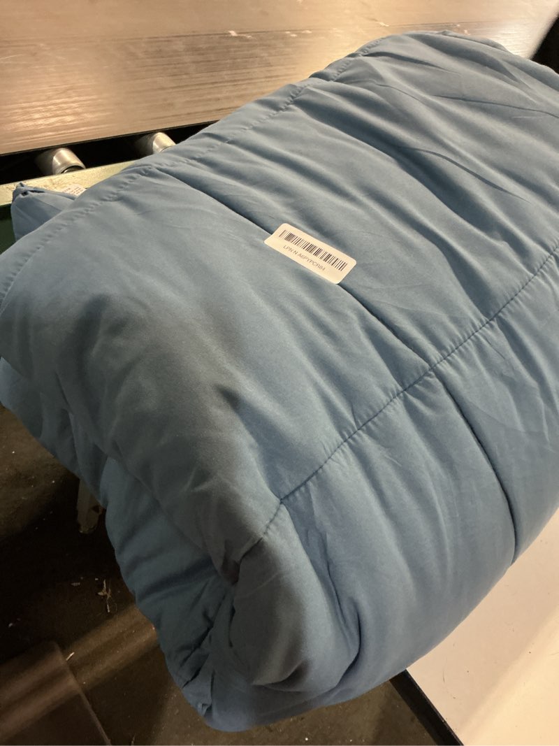 Condition photo showing As Is for Bedsure Comforter Duvet Insert - Quilted Comforters Twin Size, All Season Duvet, GentleSoft Down Alternative Bedding, with 8 Tabs, Gifts for Women/Men, Dark Slate Blue, Twin 88 x 68 Inches Dark Slate Blue Twin