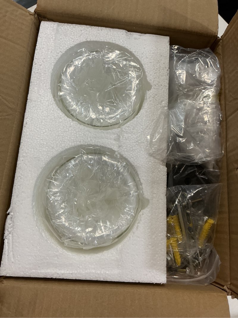 Condition photo showing Good Condition for battery operated wall sconce set of 2, 10000mah wireless rechargeable wall sconce with remote control, rgb dimmable bathroom light fixtures with double clear glass shade for mirror bedroom living room black
