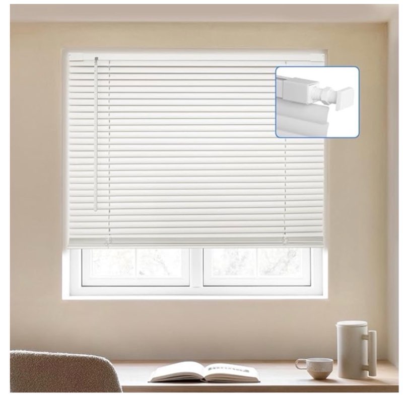 myshade no-drill cordless horizontal mini blinds – 30.5" w x 64" h tool-free inside mount window bli