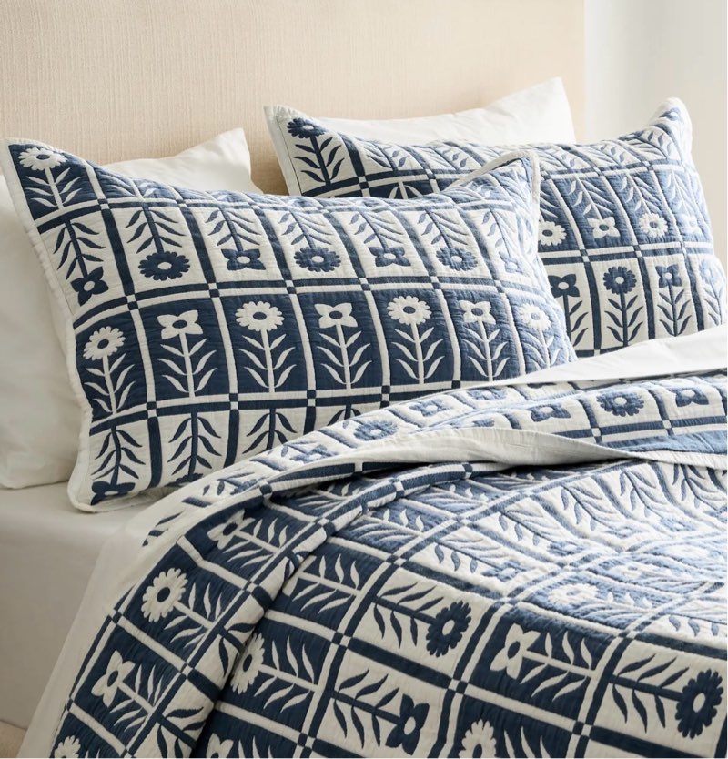 quince organic cotton jacquard floral sham set