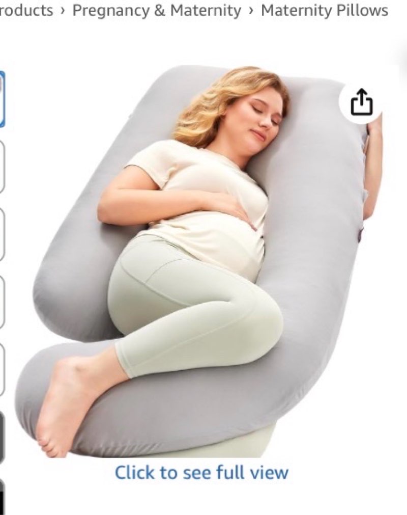  Momcozy Pregnancy Pillows for Sleeping, U Shaped Full Body Pillow for Pregnancy Women with Removable Jersey Cotton Cover, 57 Inch Maternity Pillow, Grey