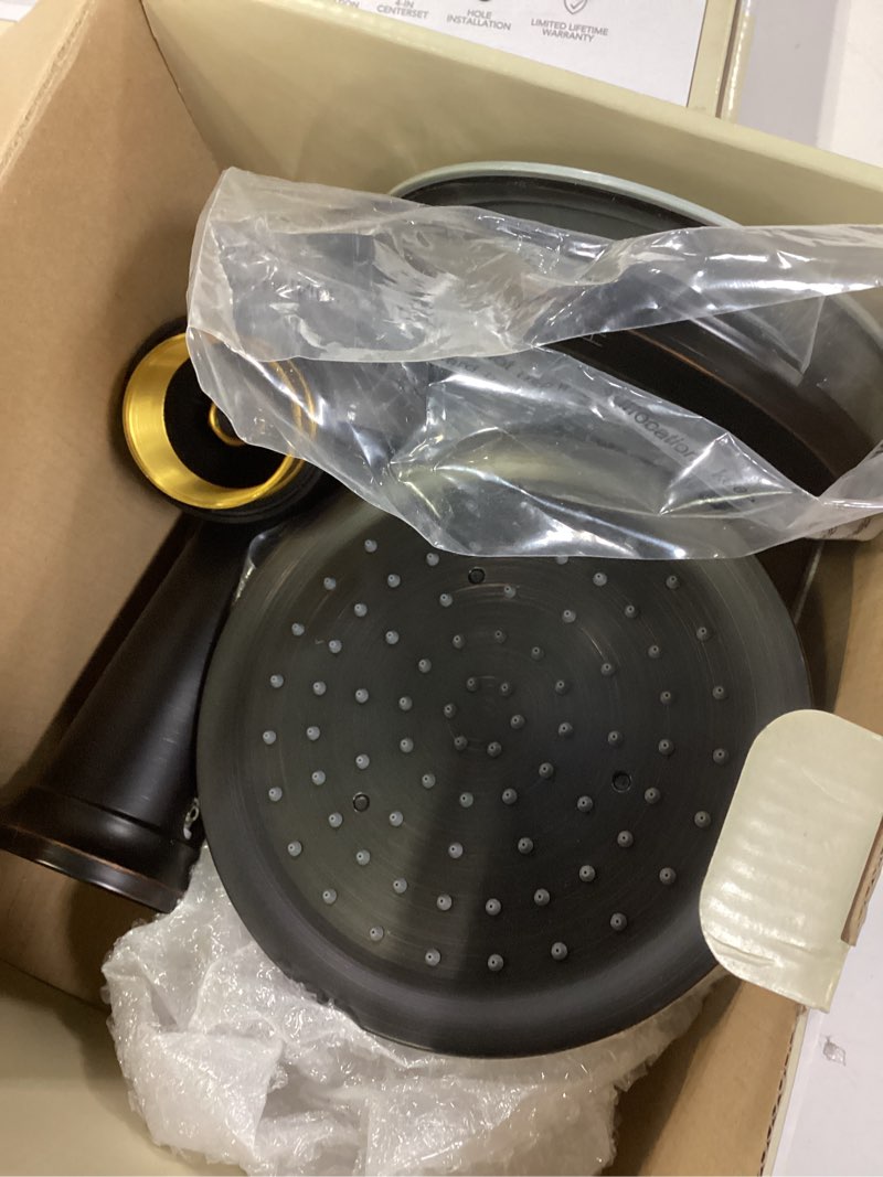 Condition photo showing As Is for tub shower faucet set valve included with 6-inch rain shower head and tub spout single-handle tub and shower trim kit matte black matte black - tub 6"