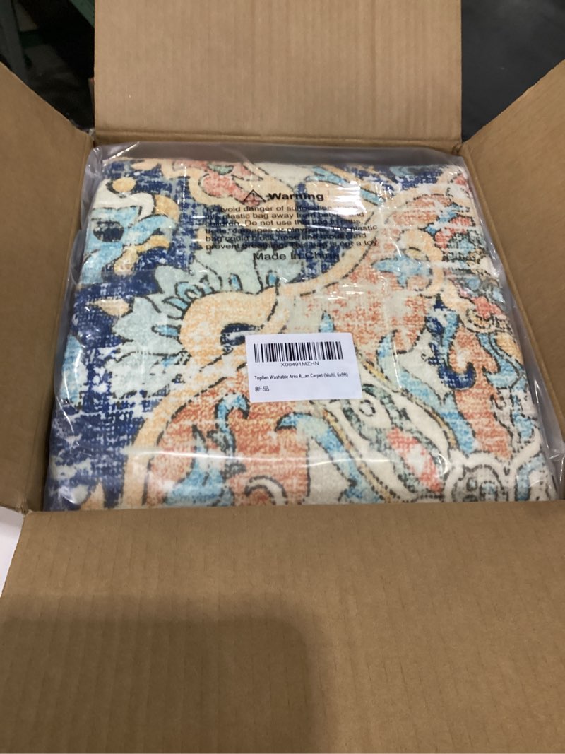 Condition photo showing New/Like New for Topllen washable area rug 6’x9’ multicolor