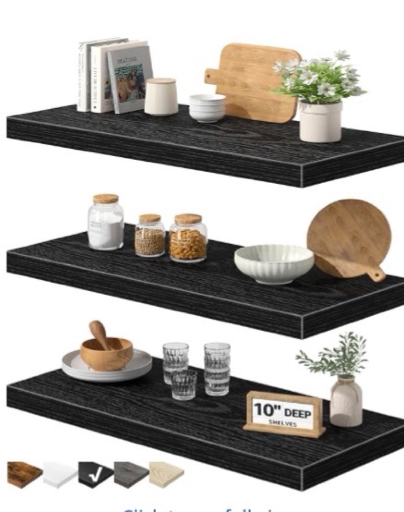 QEEIG 10" Deep Floating Shelves for Wall - 10 x 24 inch Book Shelf Bathroom Bedroom Kitchen Living R