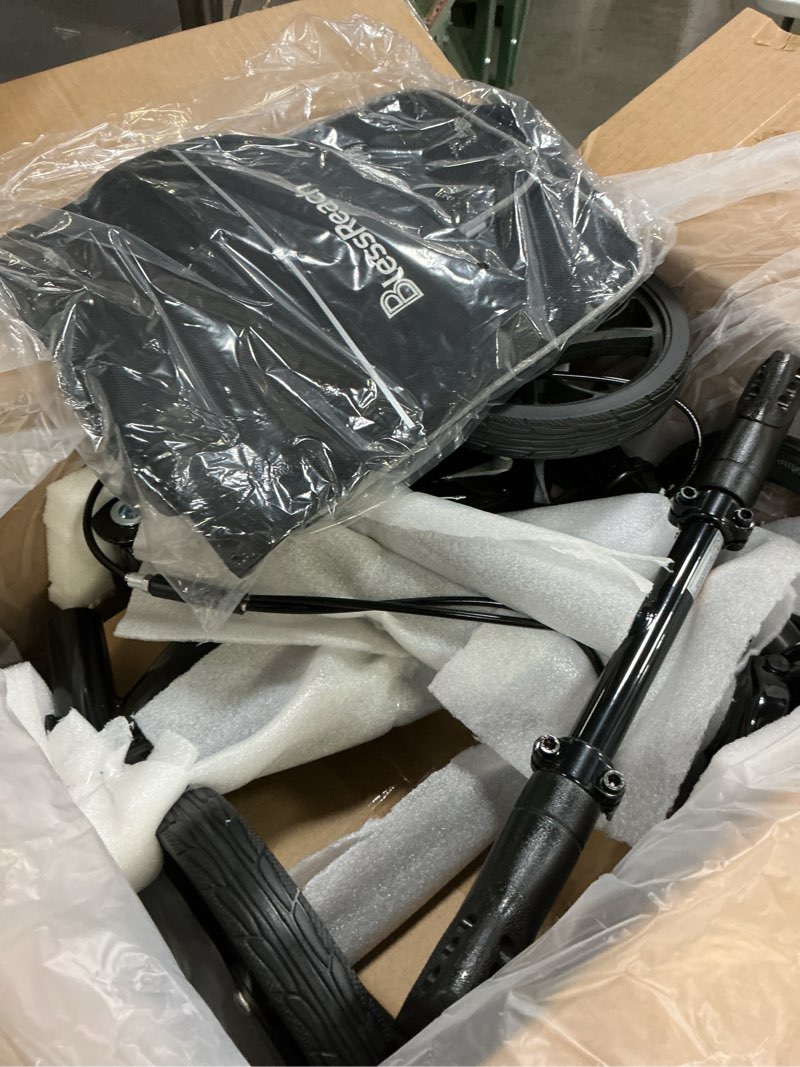 Condition photo showing Good Condition for blessreach steerable knee walker deluxe medical scooter for foot injuries compact crutches, with dual rear on-wheel brake and shock absorption under the knee pad, black