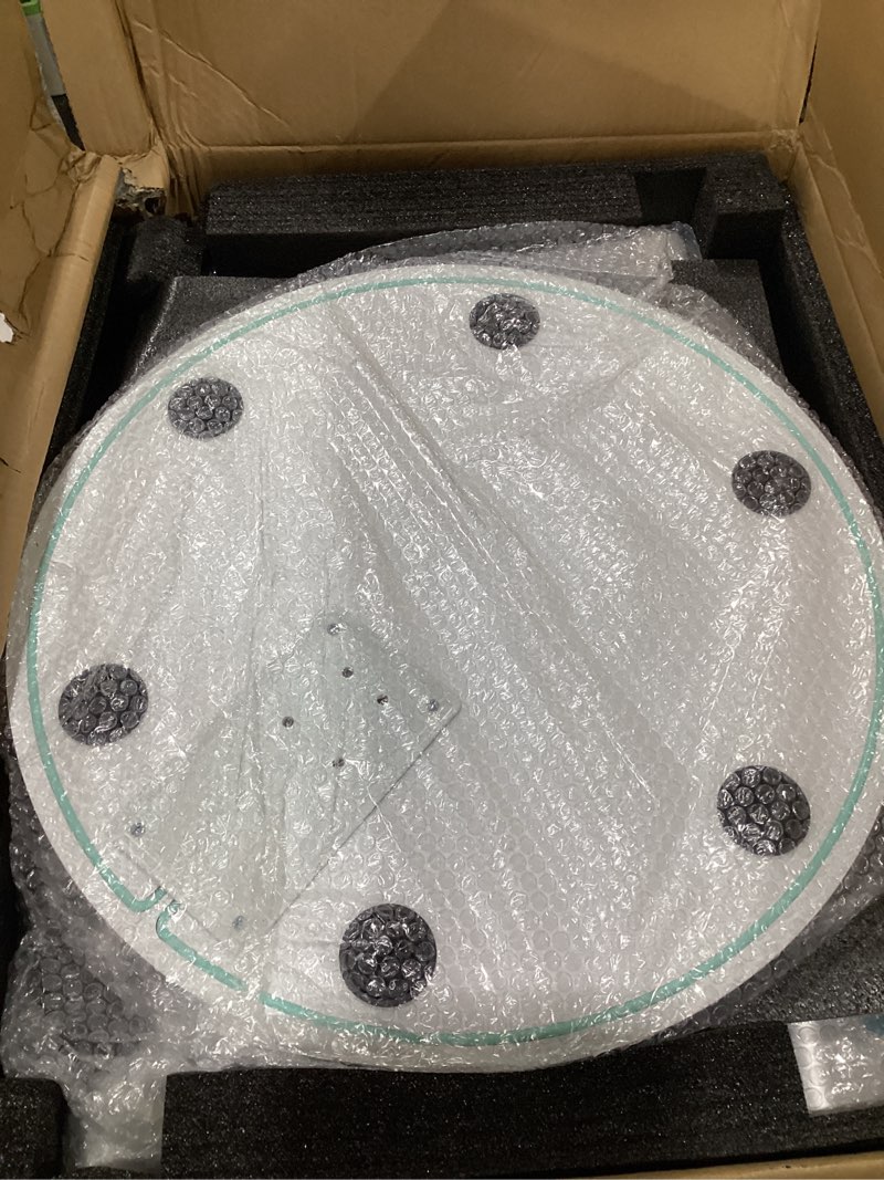 Condition photo showing Good Condition for Floor Mobile TV Stand with Power Outlet, Rolling TV Cart for 27-65 Inch OLED LED Monitors, 6 Levels of Height Adjustment, Ambient Lighting on The Bottom Wheels Holds up to 88lbs, 400x400mm White