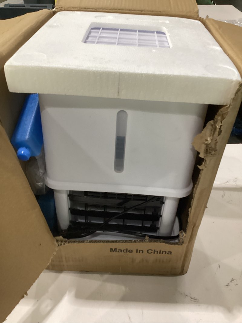 Condition photo showing As Is for portable air conditioners, swamp cooler with 4 wind modes, 3 speeds, 3.5-gallon water tank for evaporative air cooler long cooling, 45 db windowless air conditioner 120° oscillation 4 ice packs